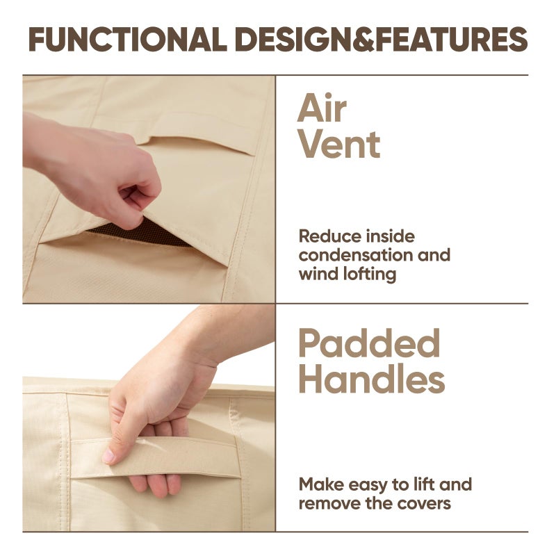 loriano Patio Furniture Covers Set  3 Piece Outdoor Furniture Cover Waterproof  600D Heavy Duty Lawn Furniture Covers Set - Image 5